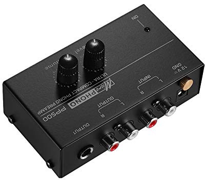 Kalaok Préamplificateur phono préampli ultra-compact avec commandes de niveau et de volume Entrée et sortie RCA Interfaces de sortie 1/4TRS