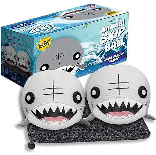 Activ Life Skip Ball – Wasserhüpfball 2er-Set mit Hai-Design – Springender Ball für Pool, See & Meer – Wasserspielzeug für Kinder ab 6 Jahren, Jugendliche & Erwachsene – Sommergeschenk