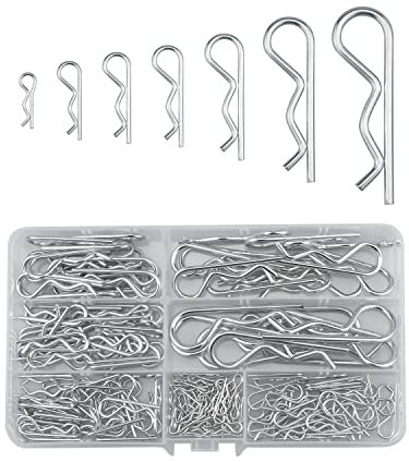 168 Stück Splinte Sortiment R Clips Set,Verzinkte Sicherungssplinte,7 Größen Federsplint(M1/M1.2/M1.5/M1.8/M2/M2.5/M3)für Automobil,Motor,Fahrradbefestigung und Reparatur