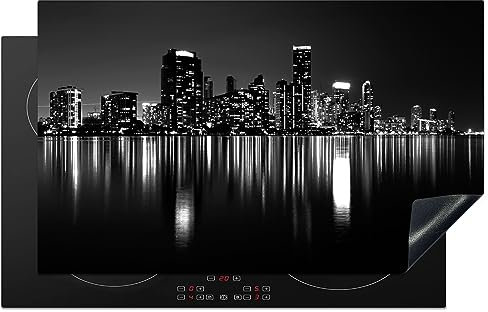 MuchoWow Herdabdeckplatte Ceranfeld Spritzschutz Küche New York - Skyline - Nacht 83x51.5 cm Induktionsherd Abdeckung Induktionskochfeld Ceranfeldabdeckung