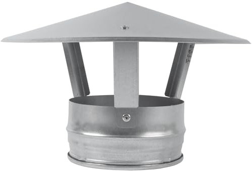 Repa Market 125 mm / 5 Inch Round Galvanized Steel Chimney Cowl - Roof Vent Cowl - Stove Pipe Cover with Roof Cap - Chimney Top for Fireplace - Chimney Flue Guard - HVAC Exhaust Pipe Hat - Vent Guard