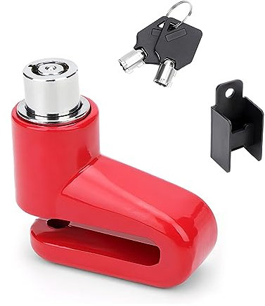 JNNJ Moto Antifurto per Freni a Disco Acciaio, Protezione Impermeabile con Accessori Sicurezza Ruote, Sostituibile (Rosso)