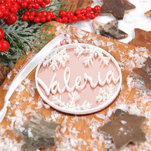 Bolas de Navidad Snow Premium Personalizadas con tu Nombre (Oro Rosa)