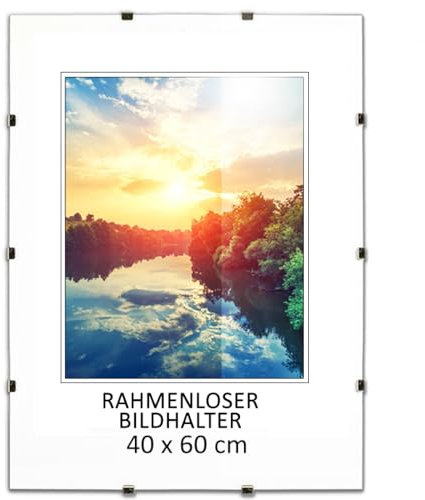 MG Design Cliprahmen 40 x 60 cm – rahmenloser Bilderrahmen mit Acrylglas & HDF Rückwand – für Fotos, Poster & Puzzle, vertikal & horizontal