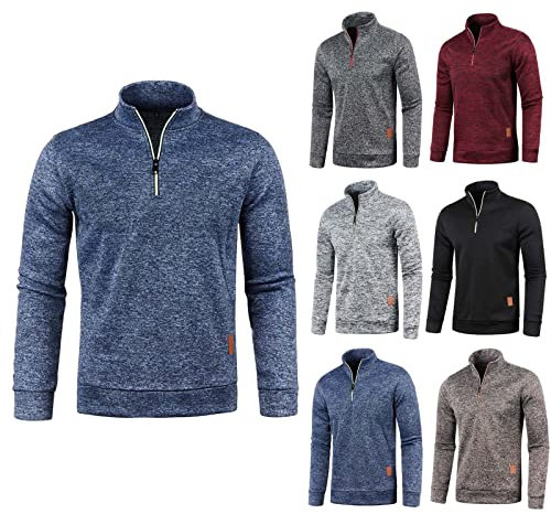 Generisch Herren Rollkragenpullover Zip Pullover Strickpullover Winterpullover Turtleneck Sweater Pulli Arbeitspullover Warm Langarmshirt Regular Fit Fleecepullover Sweatshirt mit Reißverschluss