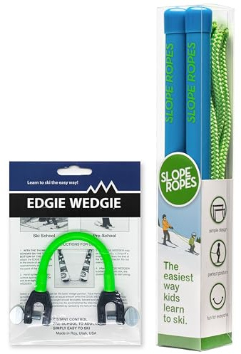 Edgie Wedgie - The Original Kids Ski Tip Connector (Blue/Green - Combo Pack)