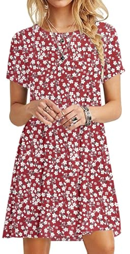 MOLERANI Summer Dresses for Women UK Casual T-Shirt Dress Short Sleeve Ladies Beach Dress