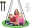 Trekassy Nestschaukel Outdoor 300kg XXL 100cm Tellerschaukel, 3 Meter 2 Schaukel Gurte, 900D Oxford wasserfeste Kinderschaukel Garten mit Stahlrahmen, verstellbaren Seilen, Ideal für Kinder (Grün)