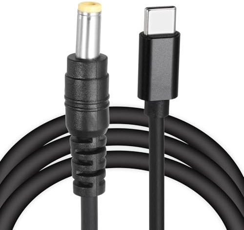 sourcing map 2 cables de carga rápida USB C a CC PD de 5 pies, cable de alimentación de 5,5 mm x 2,5 mm, 65 W/12 V CC, adaptador de entrada tipo C 3 A convertidor para router, cámara, caja de TV,