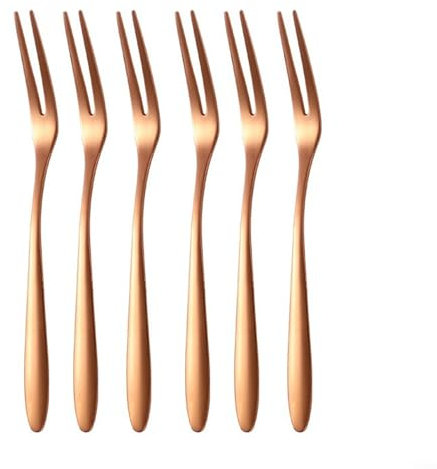 Stainless Steel Fruit Forks Set of 6 Food Picks for Cake Desserts Sushi Snacks Party Cocktail 13cm Silver Gold Rose Gold(Rose Gold)
