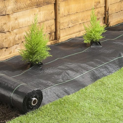 Green Thumbz Toile de Paillage - 1m x 100m (100 g/m²) Géotextile Bache Anti Mauvaise Herbe pour Jardin et Potager - Toiles de Paillage pour Aménagement Paysager, Couvre-Sol & Parterres de Fleurs