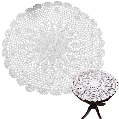 Esterilla de Mesa de Encaje Hecho a Mano para Ganchillo, tapete de Mesa Circular de Ganchillo para el área de Trabajo, Mesa de Comedor, Mesa de Ordenador, hogar, Mesa de café, Cocina