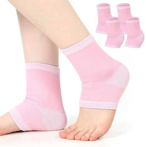 CIATBYYJ 2 paia di fasce per caviglia per bambini, fascia elastica per caviglia, traspirante, unisex, colore rosa, 5 – 10 anni