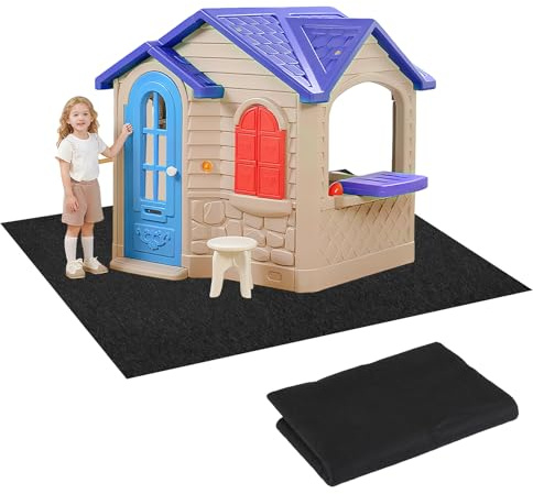 Sibosen Playhouse Mat,1.5 x 1.5M Portable Waterproof Outdoor Activity Rug with Non Slip Backing Outside House Mat Home Floor Ground Pad Rug