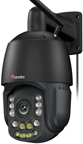 Ctronics 4K Caméra Surveillance WiFi Extérieure, Zoom Optique 3D 30×, Vision Nocturne 180 m, Détection IA Intelligente & Suivi Auto, 60 Préréglages, 5G/2.4GHz WiFi, PC/App, FTP/NVR, 256GB TF/Cloud