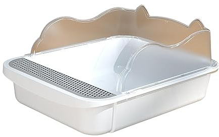KRXSOBNV, Katt for innekatter, Kattunge Potto Toalett, Kattsandsbassäng, Avtagbar kattsandlåda, Öppen sällskapsfack for husdjur, Kattsandlåda, L,Kattsandsbackar(White,L)