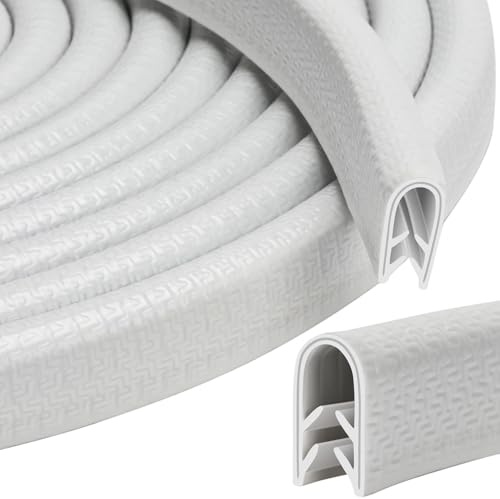 Perfil Goma Protector Bordes Rango de Sujeción 1-2 mm Protector de Puerta de Coche Perfil de Goma para Automóviles Procesamiento de Chapa Construcción de Barcos Artesanías 5M(5, Blanco, 2mm)