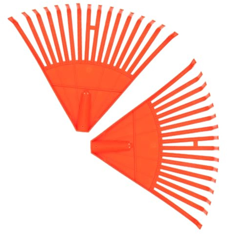 MAGICLULU Lot de 2 Râteaux en Plastique Orange 16 Dents, Petit Râteau à Désherber et Râteau à Feuilles pour Pelouse et Jardin, Outil Léger et Compact pour Nettoyer Gazon, Feuilles