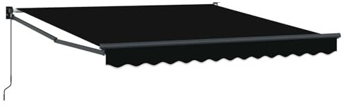 Coespram Tenda da sole nera, 300 x 250 x 165 cm, retrattile, con braccio articolato, protezione solare manuale, per terrazza, giardino e balcone, tessuto in poliestere resistente, telaio stabile