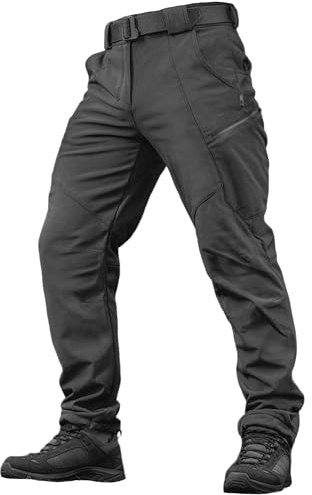 M-Tac Men’s Winter Tactical Work Pants - Thermal Softshell Fleece Lined Cargo Pants for Cold Weather & Outdoor Use, Black, Large