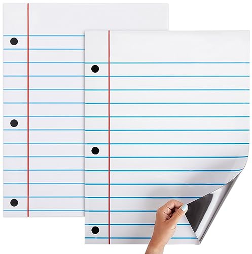 Bright Creations Magnetic Whiteboard Accessories Dry Erase Lined Notebook Paper - 17 x 22 in, Pack of 2, White, Vertical - Bulletin Board Paper