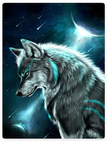 Violetpos 150 x 200 cm Flanell Decke Weich Fleecedecke Kuscheldecken SanftBettüberwurf Wolfslord Pop Galaxie
