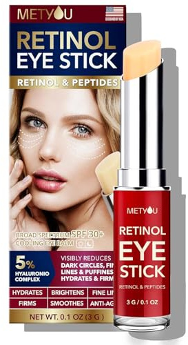 Metyou Retinol Eye Stick,Cooling&Brightening Cream Firms & Hydrates for Dark Circles,Puffiness Bags,PEPTIDES 5% Hyaluronic Acid Complex,SPF 30+ Visible Results in 3-4 Weeks(3g),Pack of 1,0.1 Ounce