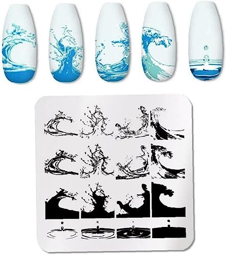 Plantillas de estampación de uñas de acero inoxidable con forma de gota