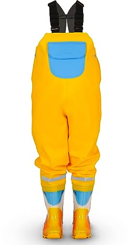 LOVRAIN Children Kids Waterproof Chest Waders Boots Size 26-27 Yellow Duck