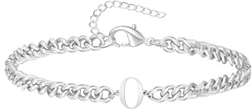 TOLOWOBK Armband med bokstav, silverfärgat, av rostfritt stål, pansarkedja, för herrar och pojkar, bokstäver A–Z, till alla hjärtans dag eller årsdag, som födelsedagspresent, till vän, pappa, mamma