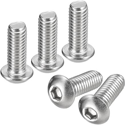 QUARKZMAN 3/8-16x1 Botón de Cabeza Hueca Tornillo Hexagonal, 5uds 304 Acero Inoxidable Sujetadores, de Rosca Completa con Accionamiento Hexagonal