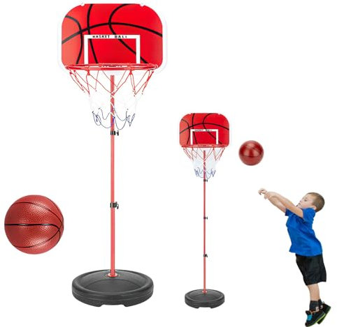 Einstellbare Basketballständer, Basketballkorb und Stand Kinder, Höhenverstellbar 63-150cm Basketball Backboard Hoop Set, Ballspiele mit Ständer Höhenverstellbar für Kinder/Kleinkinder/Jungen