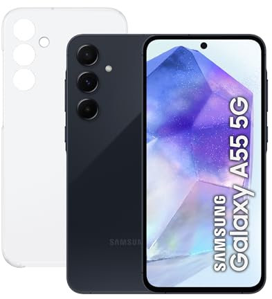 Samsung Galaxy A55 5G 256GB + Funda Transparente - Teléfono Móvil Android, Smartphone Libre, Batería de Larga Duración, Cámara 50MP, Negro (Versión Española)