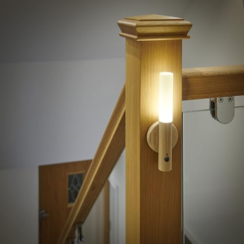 Auraglow Smart LED Sensor Wall Light – Portable – Rechargeable Night Light – Indoor Use – Magnetic Base (Pine, 4 Pack)