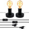 WIYETY 2 Stück Vintage Tischlampe E27 mit Kabelschalter - Nachttischlampe/Arbeitslampe, Industrielle Schreibtischlampe mit Metallgehäuse für Schlafzimmer/Wohnzimmer/Büro (ohne Glühbirne)