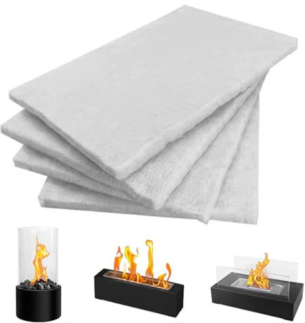 4 unidades de lana de cerámica para bioetanol, 30 x 20 cm, esponja de lana de cerámica, para reemplazar la mecha, chimenea, lana de cerámica, lana de cerámica, para interiores, chimenea de mesa en