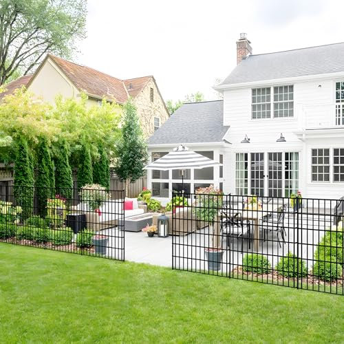 ARIFARO Dekorative Gartenzaun 5 Panels Gesamtlänge 3,5m (81cm H x 71cm B) Keine Graben Tier Barriere Fechten, Haustier Zaun Rostfrei Metalldraht Panel Grenze für Kaninchen, Hof, Patio