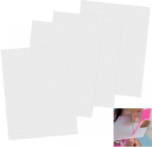 Plastic Canvas Blanca, ela de malla de plástico blanco para manualidades, bordado, punto, ganchillo, punto de cruz, fabricación de bolsas, 4 piezas