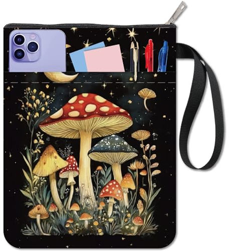 craspire Pilz Buchhülle Buchumschlag Schutztasche Mit Reißverschlusstasche Waschbar Wiederverwendbar 11 x 8,7 Zoll Aufdruck Tragbare Büchertasche Geschenke Taschenbücher Bibeln Weiche Taschenbücher
