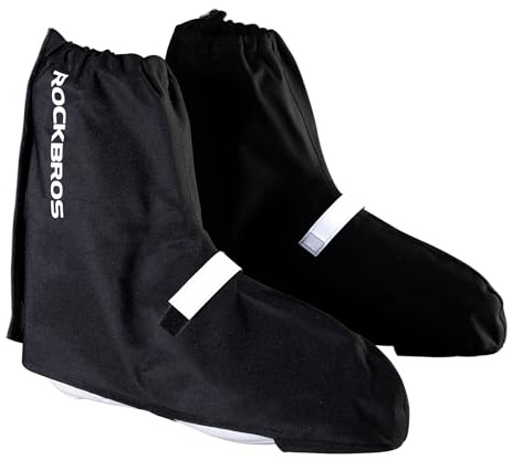 ROCKBROS Copriscarpe Ciclismo Impermeabili, Copri Scarpe per Pioggia Bici Bicicletta MTB, Calzari Antipioggia Moto Antivento Riflettente Uomo Donna, Nero, L