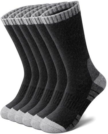 Tialfas Chaussettes Chaudes en Laine Mérinos Homme, 3 Paires Chaussette Hiver Thermiques, Montantes Respirantes Antihumidité pour Randonnée Trekking Sport Travail Extérieur