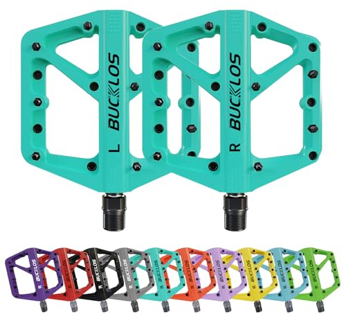 AEYINO MTB Pedals Flat Mountain Bike Pedals Road Large Platform Nylon Non-Slip for Adult Bicycle Gravel/Hybrid Bike 9/16