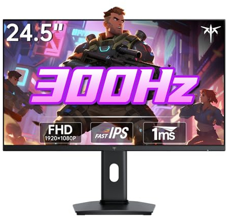 KTC 24.5 Inch 300Hz Gaming Monitor, FHD 1080P 240Hz Fast IPS Monitor, HDR, FreeSync, DisplayPort x1 HDMI x2, 119% sRGB, Height/Pivot/Tilt Adjustment, VESA Support, H25Y7