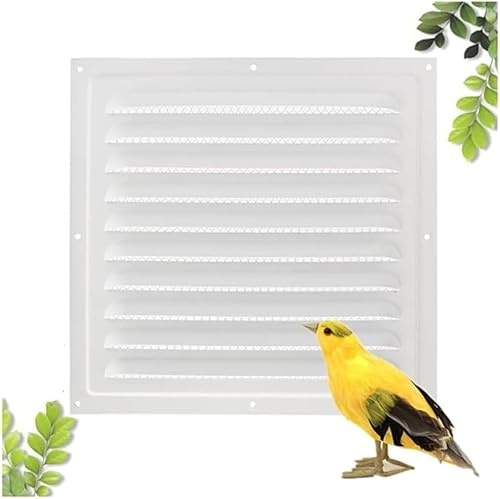 Granmagazz - Rejilla de ventilación de metal, color blanco, cubierta de ventilación de metal, rejilla de ventilación para chimenea, rejilla de ventilación con mosquitera para cubierta de malla para