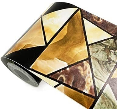 Cenefa Adhesiva Para Pared Papel tapiz autoadhesivo for bordes, cocina, baño, muebles, pegatinas de PVC, impermeable, 3D, decoración del hogar, línea patadas mármol, cintura(WB12 04)