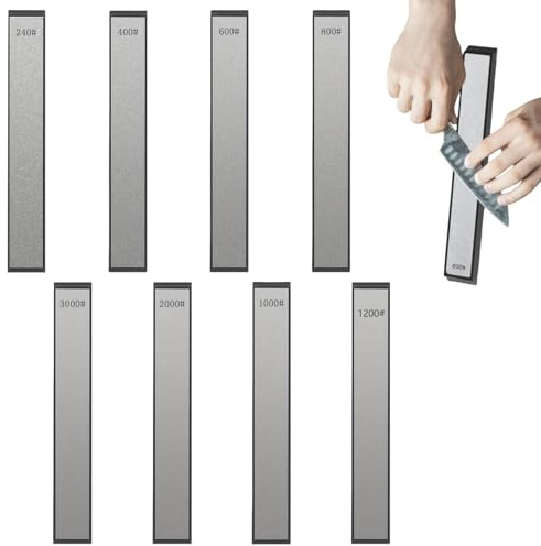 GOEDCH Set di 8 pietre diamantate per affilare coltelli da chef: Set di pietre diamantate per affilare – Grana 240#, 400#, 600#, 800#, 1000#, 1200#, 2000#, 3000#, Pietra rettangolare per affilare colt