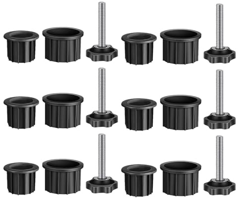 Angoily Bouchons pour Trous de Pied de Parasol 12 Pièces en Plastique Résistant Noir Inserts de Rechange pour Base de Parasol avec Vis de Fixation M8 Accessoires Compatibles
