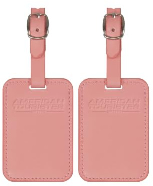 American Tourister Etiquetas equipaje - Para maletas y bolsas, con correa ajustable, tarjeta de dirección incluida, Set de 2 piezas, Rosa solar (Solar Pink)