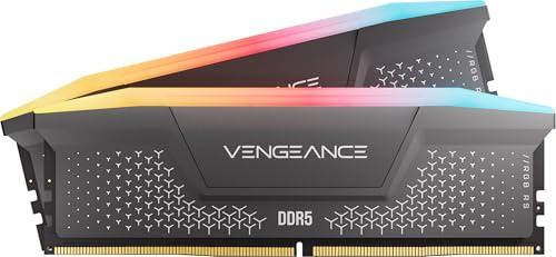 CORSAIR VENGEANCE RGB RS DDR5 RAM 64GB (2x32GB) Fino a 6000MHz CL40-50-50-96 1.35V AMD EXPO e Intel XMP 3.0 Memoria Per Computer Desktop – Grigio (CMG64GX5M2D6000Z40)