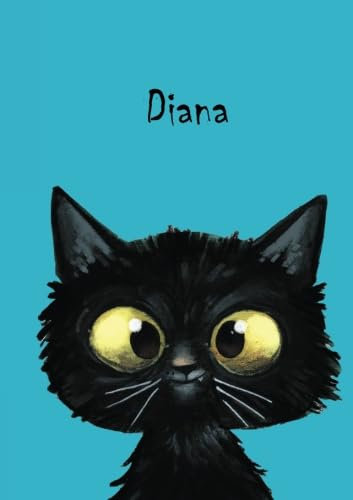 Diana - personalisiertes Notizbuch - Katze: DIN A5 - 80 Seiten - blanko